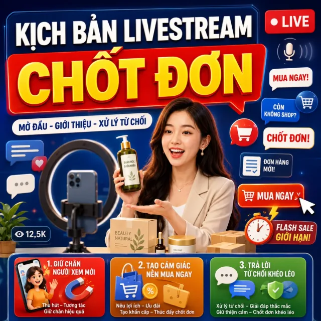 Kịch bản chốt đơn livestream + xử lý từ chối