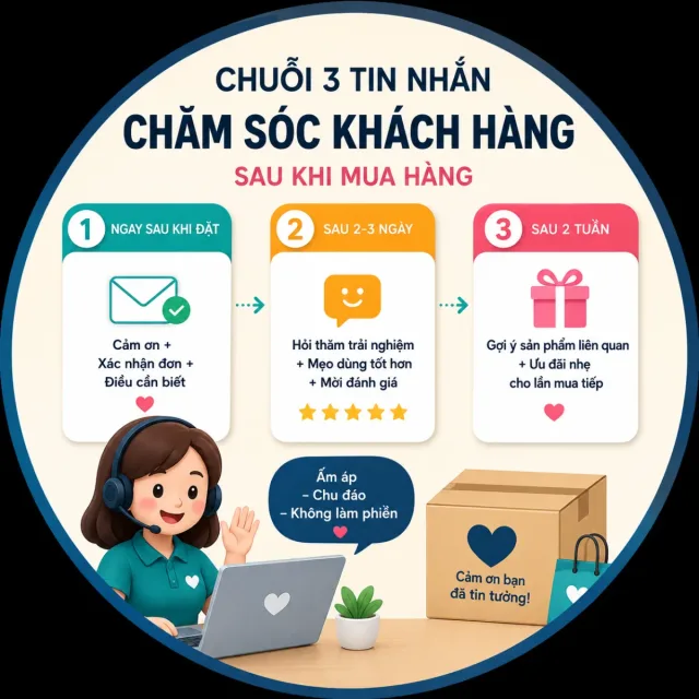 Email chăm sóc khách sau mua + xin đánh giá
