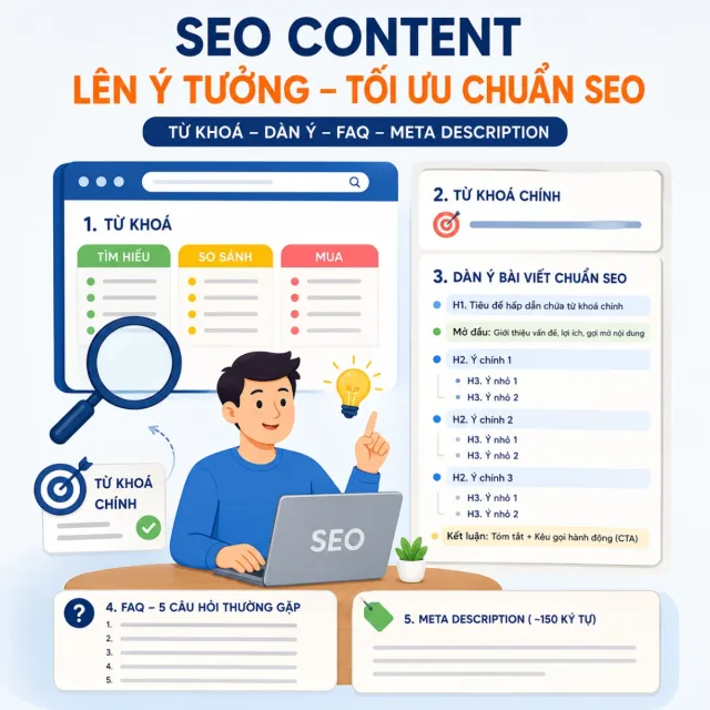 Nghiên cứu từ khoá + dàn ý bài blog chuẩn SEO