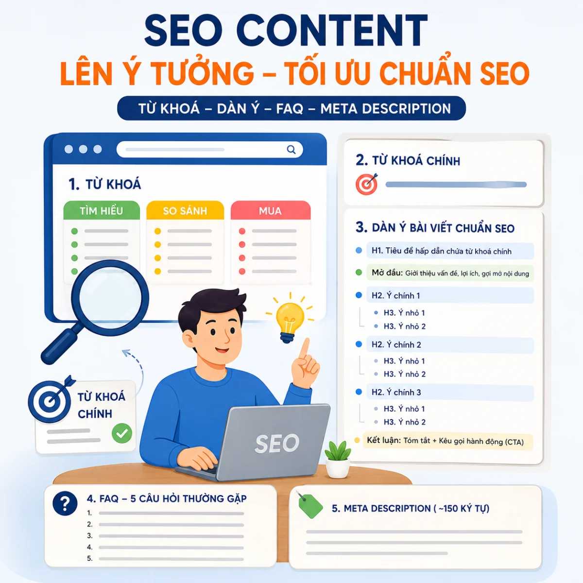 Nghiên cứu từ khoá + dàn ý bài blog chuẩn SEO