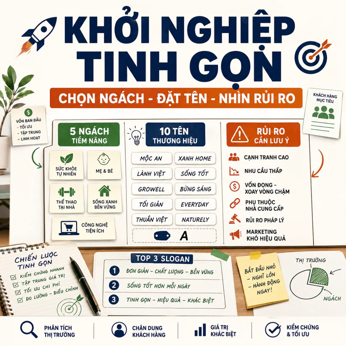 Tìm ý tưởng sản phẩm + đặt tên thương hiệu