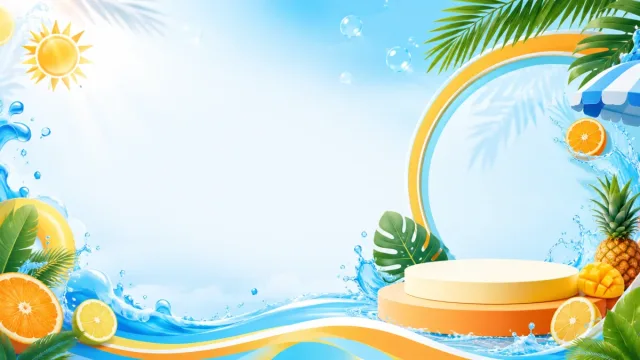 Nền banner mùa hè tươi mát, nắng và nước