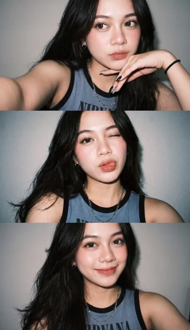 Ảnh collage selfie flash kiểu Gen Z (3 khung dọc) chân thực