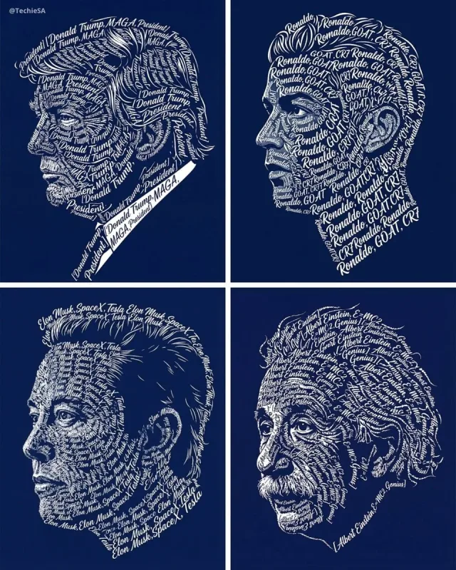 Chân dung nghệ thuật tạo hình hoàn toàn từ chữ (typography art)