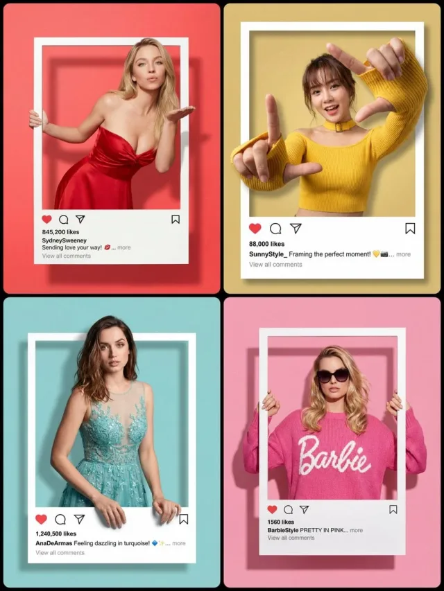 Ảnh nhân vật bước ra khỏi khung bài đăng Instagram (hiệu ứng 3D)