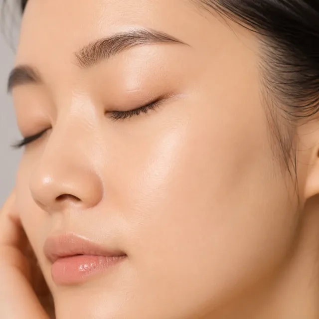 Cận cảnh làn da căng bóng sau skincare (glow)