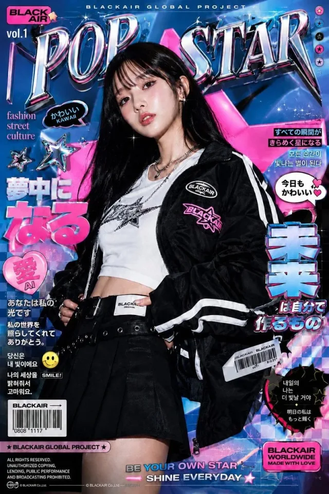 Poster thời trang K-fashion với nền retro pop-art nhiều lớp