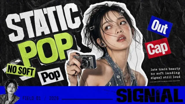 Poster zine kiểu ransom với giấy xé và hạt photocopy