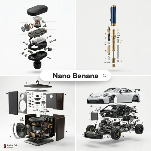 Ảnh sản phẩm exploded view - bung tách linh kiện bay lơ lửng