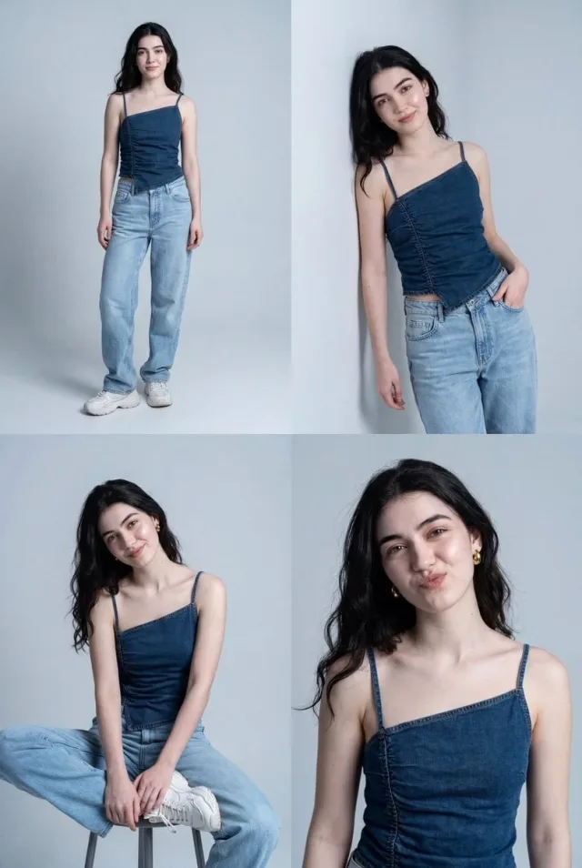 Lưới 4 ảnh thời trang denim phong cách Hàn Quốc