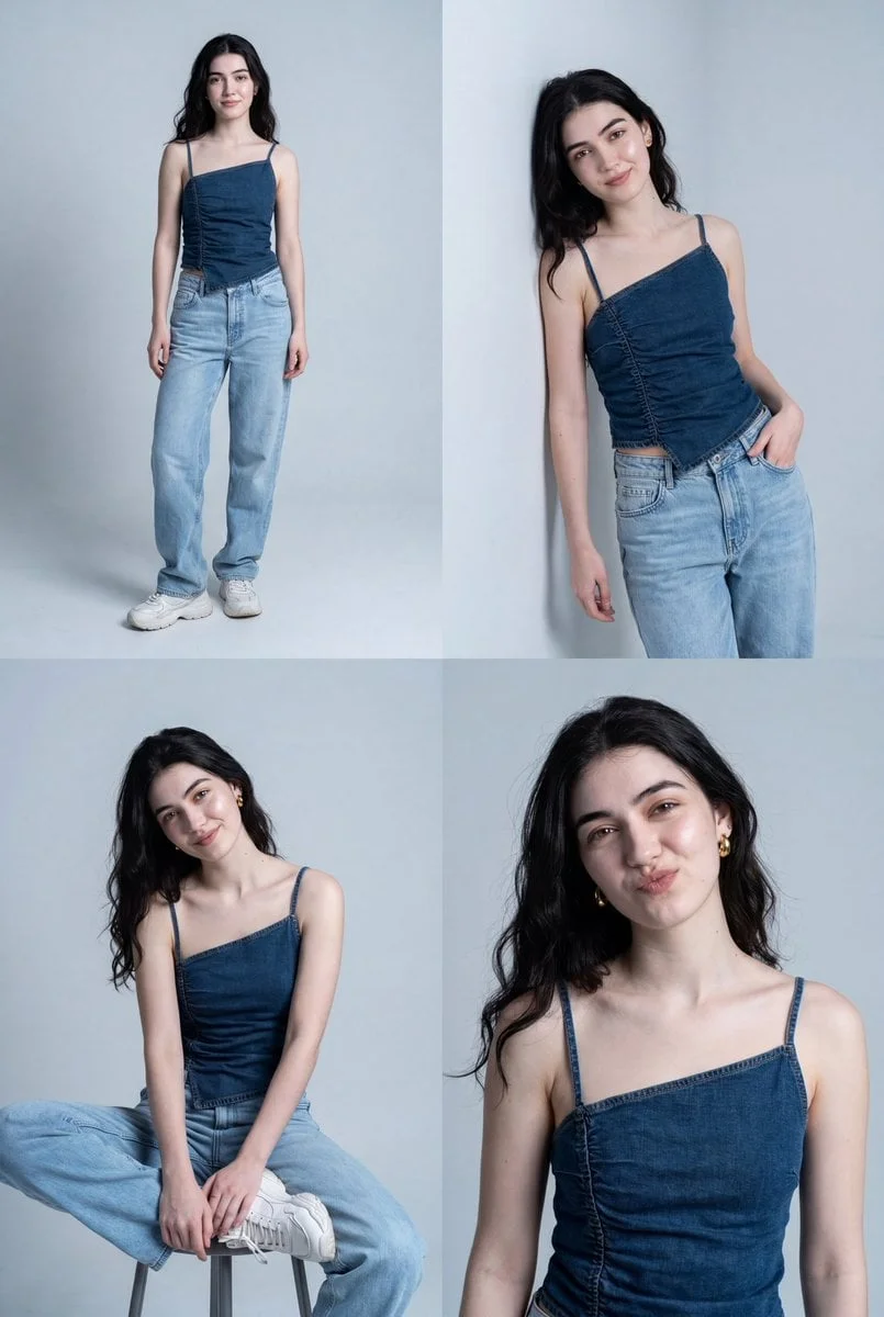 Lưới 4 ảnh thời trang denim phong cách Hàn Quốc