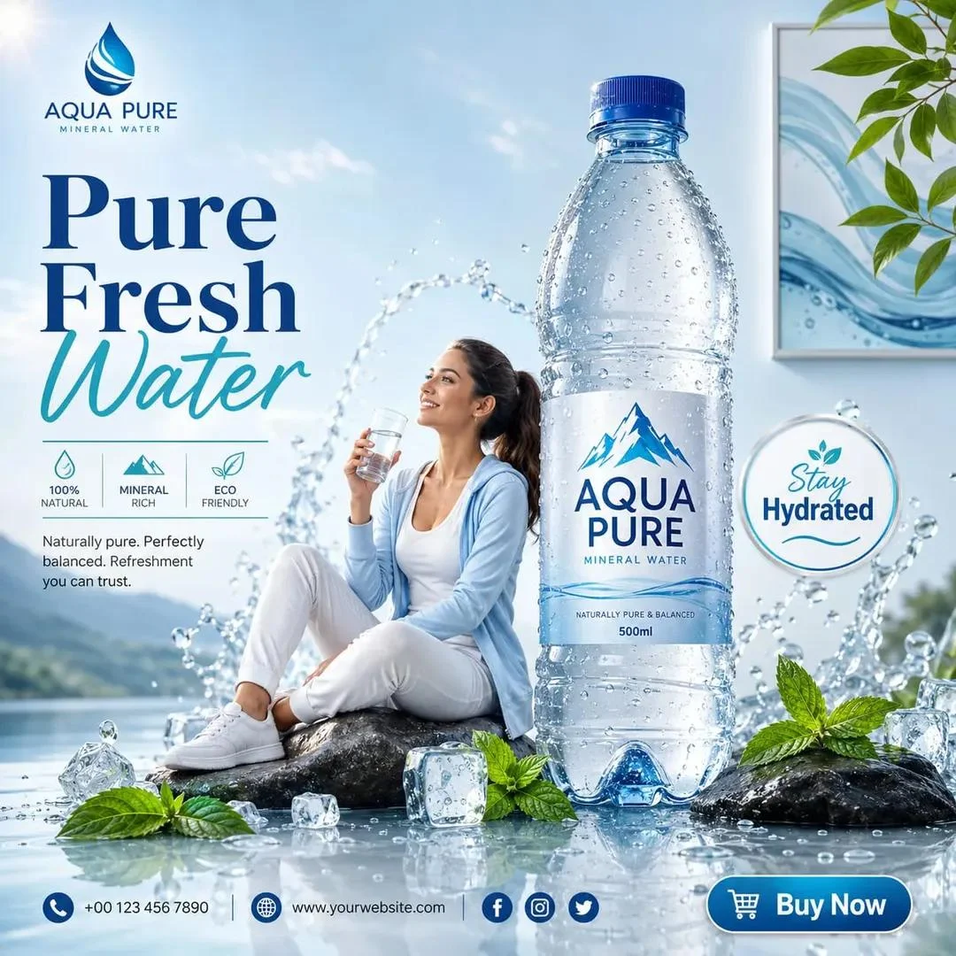 Poster quảng cáo sản phẩm kèm người mẫu tương tác