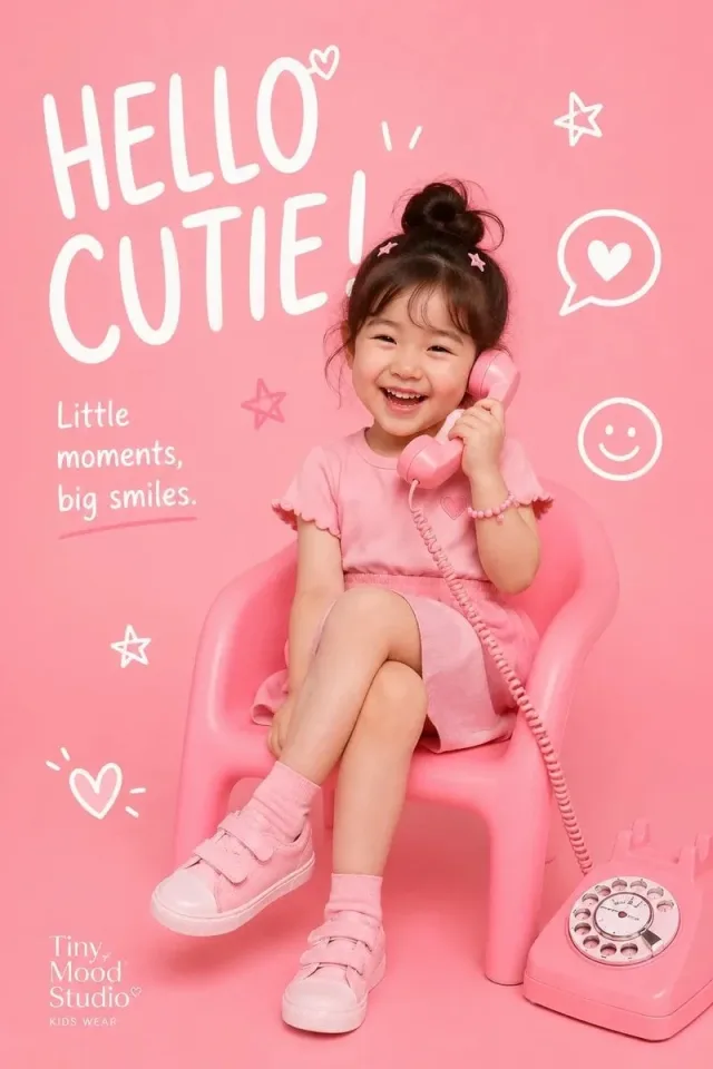 Prompt poster thời trang trẻ em phong cách Hàn Quốc vui tươi