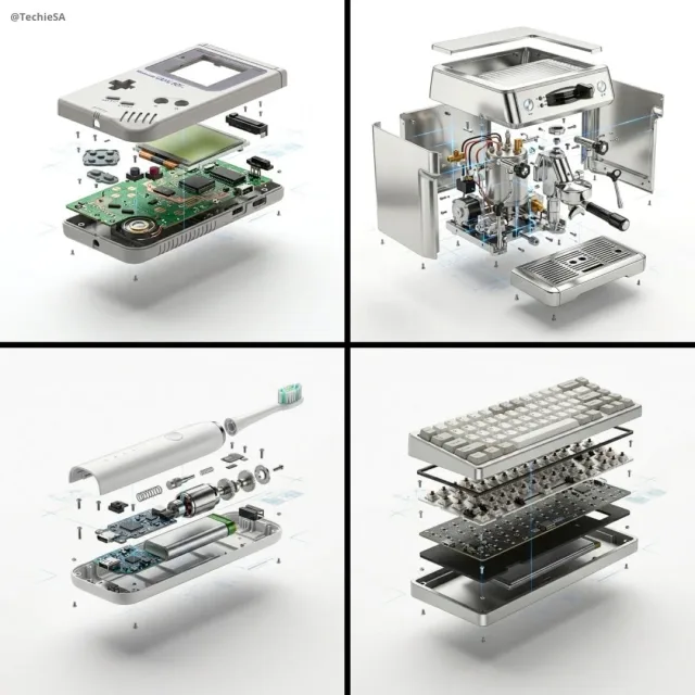 Ảnh sản phẩm phối cảnh phân rã (exploded view) cao cấp