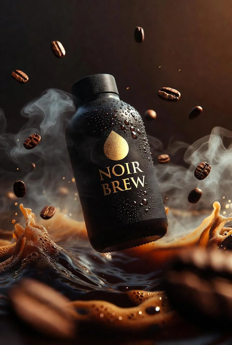 Ảnh chai cà phê cao cấp phong cách điện ảnh (hero shot)