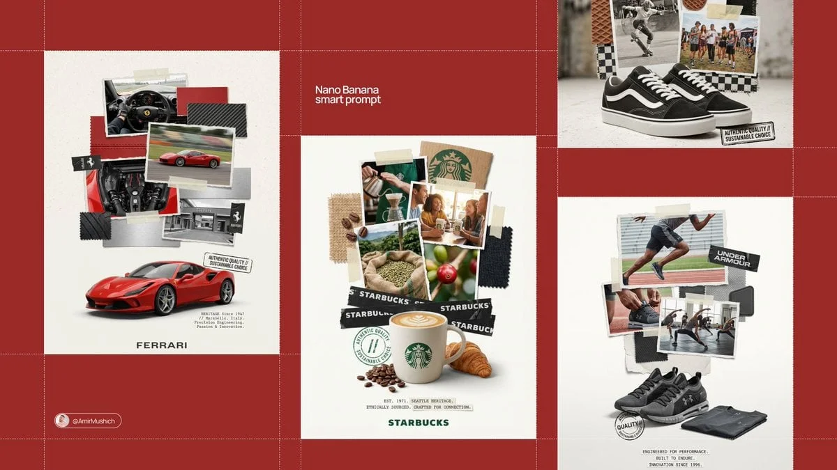 Prompt poster scrapbook sản phẩm với ảnh xé và băng keo