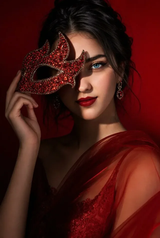 Chân dung beauty mặt nạ dạ hội đính đá