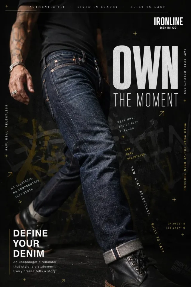 Quảng cáo quần jeans denim editorial tông tối