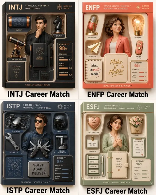Infographic bộ nghề nghiệp theo nhóm tính cách
