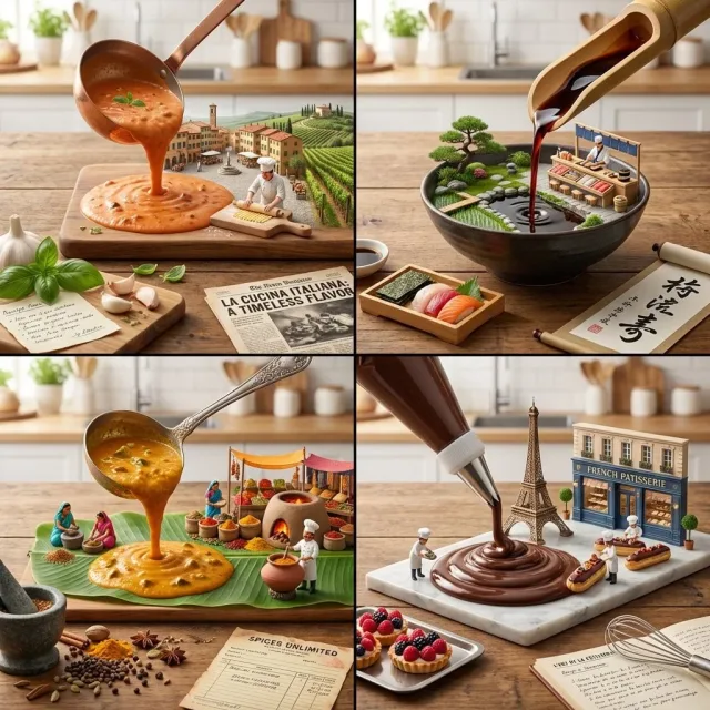 Diorama ẩm thực dựng từ dòng sốt rót xuống