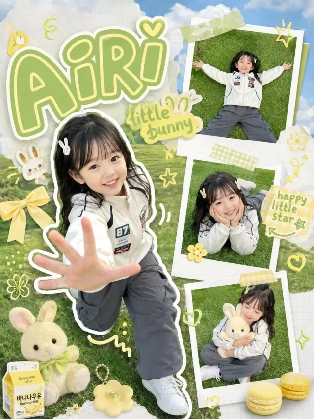 Poster ảnh trẻ em phong cách scrapbook kawaii