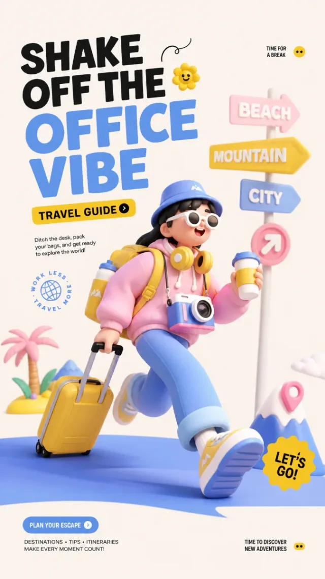 Poster 3D C4D dopamine - phong cách Behance