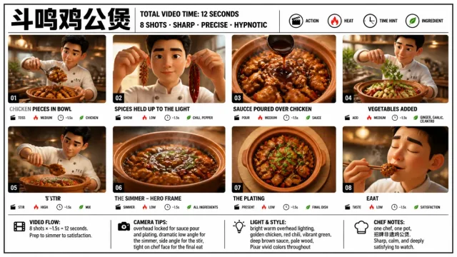 Storyboard video nấu ăn 8 cảnh phong cách Pixar