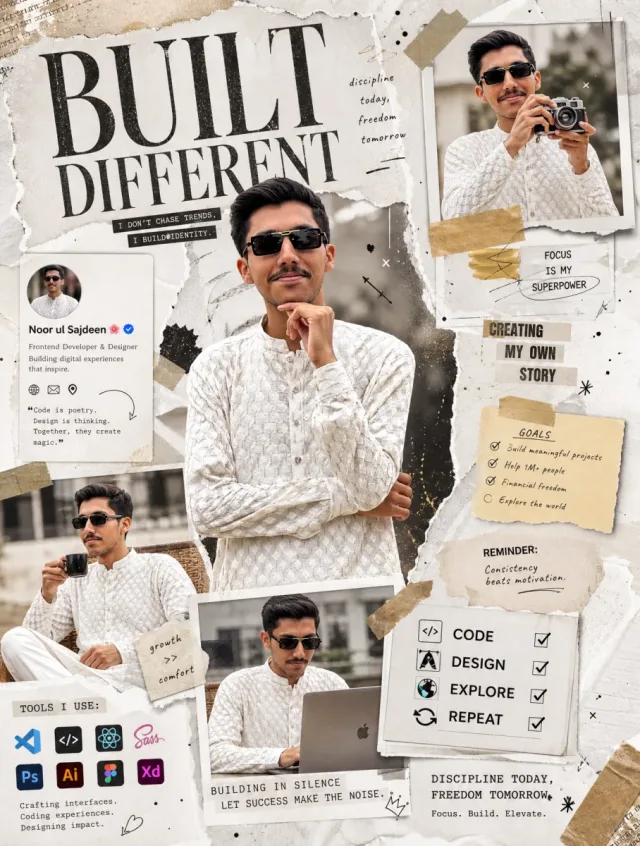 Collage thương hiệu cá nhân kiểu mood board tạp chí