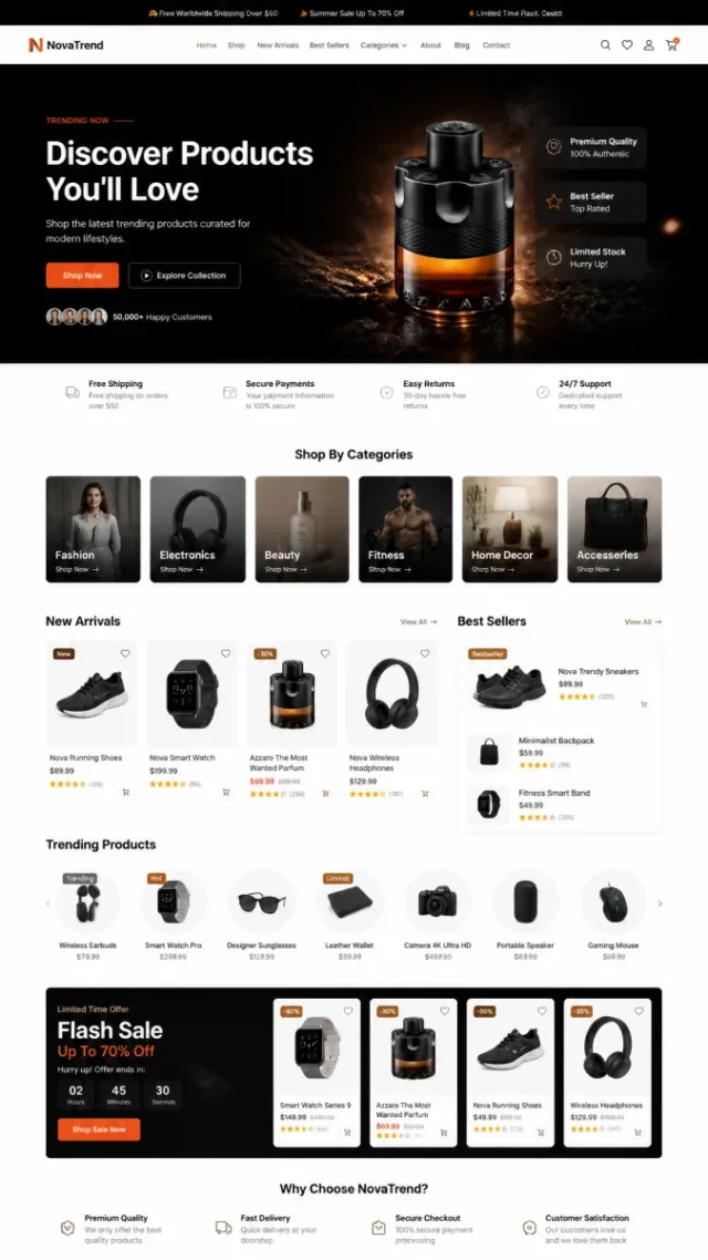Mockup giao diện website bán hàng (eCommerce) cao cấp