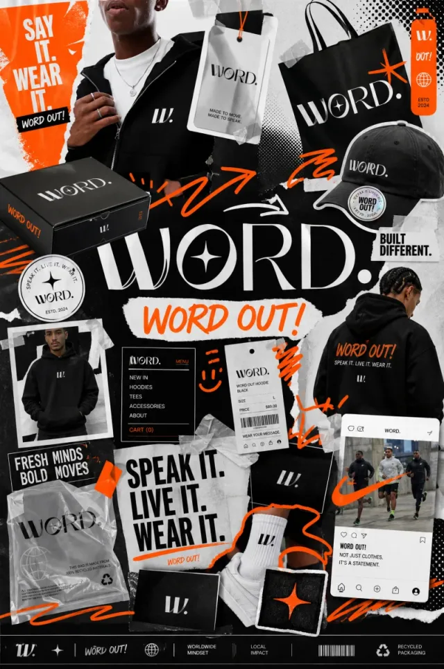 Moodboard nhận diện thương hiệu thời trang (kiểu campaign board)