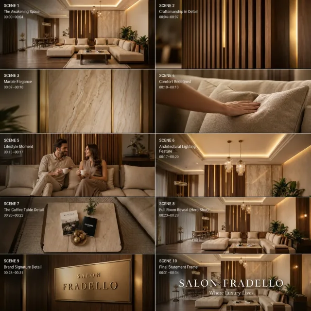 Storyboard video quảng cáo nội thất cao cấp (10 cảnh)