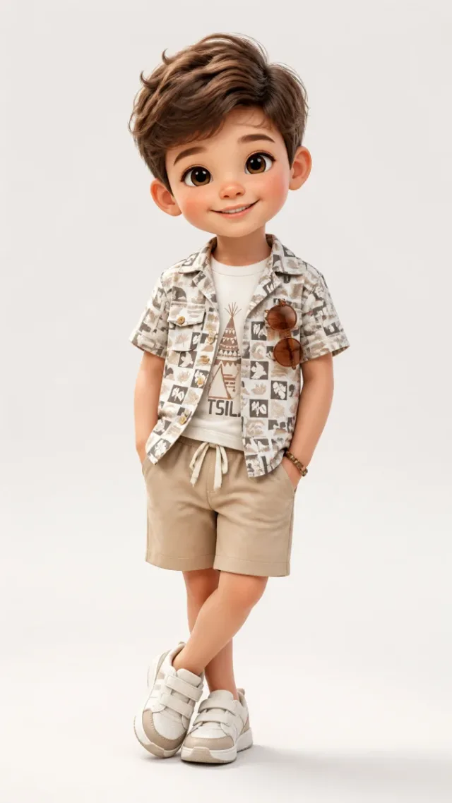 Figure toon 3D trình diễn trang phục trẻ em (kiểu catalog)