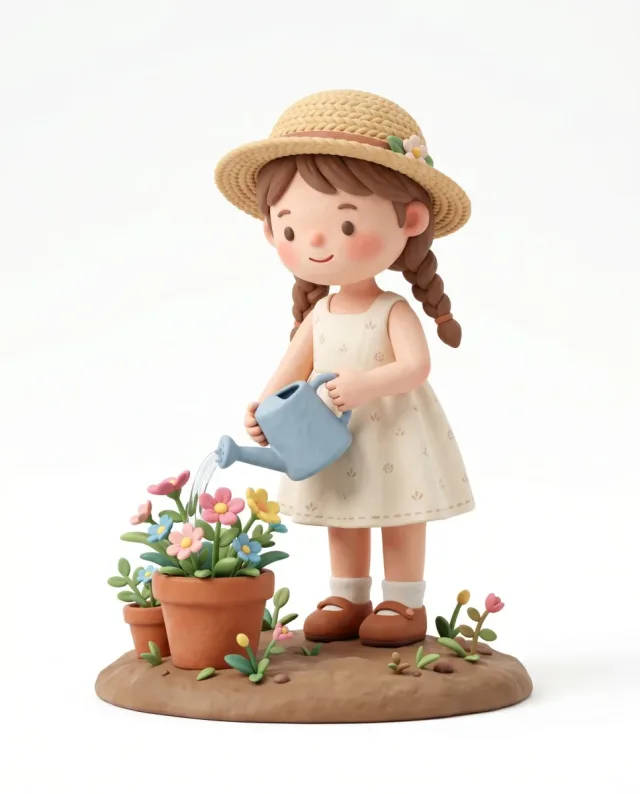 Nhân vật 3D đất sét dễ thương kiểu designer toy
