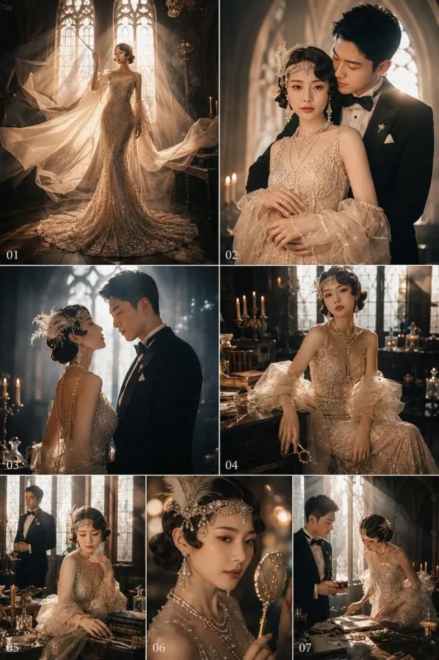 Ảnh cưới phong cách Gatsby / Art Deco 1920s (từ ảnh cặp đôi)