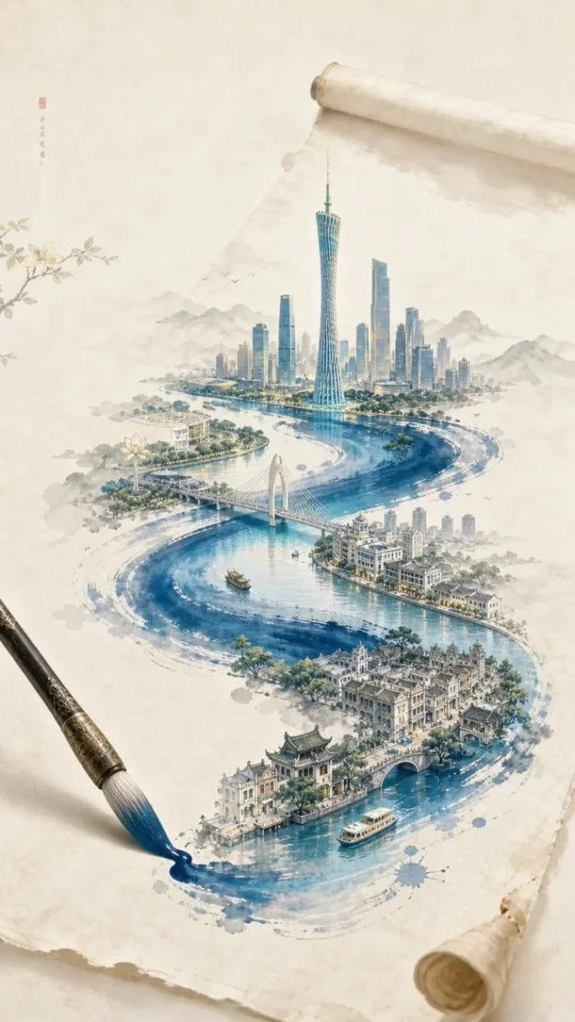 Poster đô thị thuỷ mặc - thành phố 'mọc' từ nét bút mực (tân Trung)