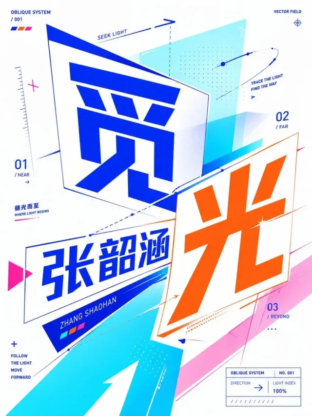 Poster chữ phối cảnh xéo (typographic thực nghiệm, màu rực bạo)