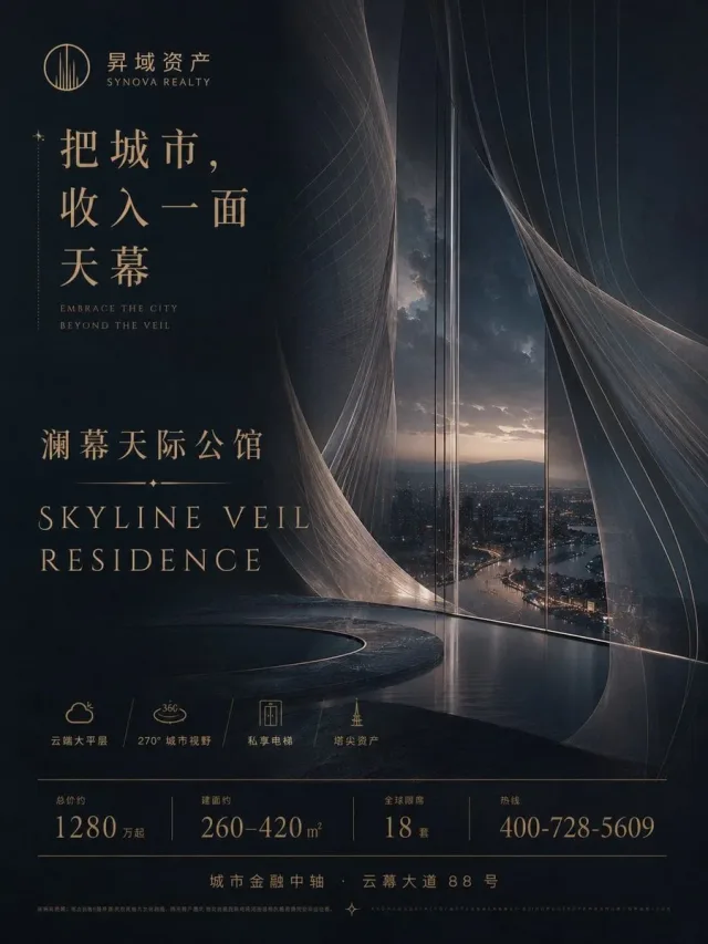 Poster bất động sản cao cấp tông tối sang trọng (demo gốc)
