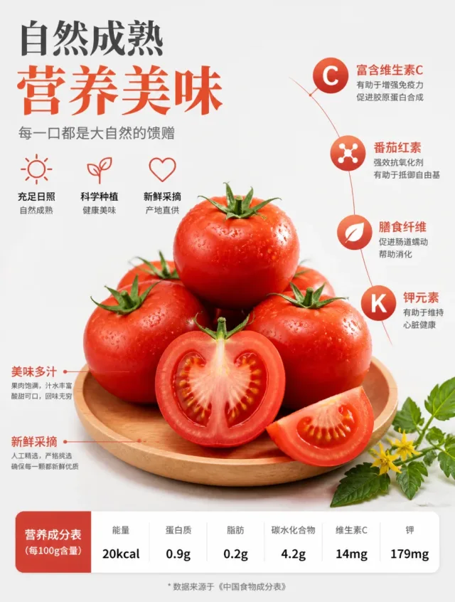 Poster infographic dinh dưỡng trái cây / nông sản (ảnh thật + số liệu)